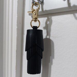 Spartina 449 Handbag Charm Black Gold Leather Tassel Keyring Charm